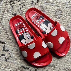 Melissa Minnie Mouse Slide Sandals in Red